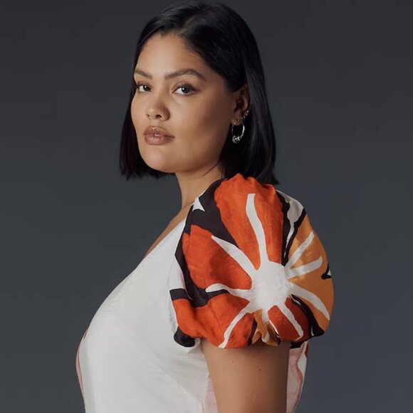 ANTHROPOLOGIE | Floral Puff-Sleeve A-Line Maxi Dress | NWT - Picture 7 of 16